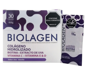 Biolagen Colágeno Hidrolizado Sin Azúcar – Sabor Uva y Vainilla | 30 Sachets