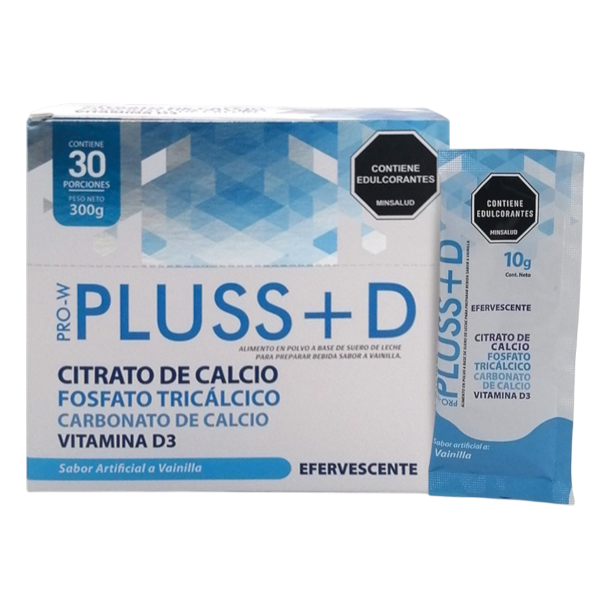 Pluss+D – Calcio + Vitamina D3 para Huesos Fuertes | 30 Sachets