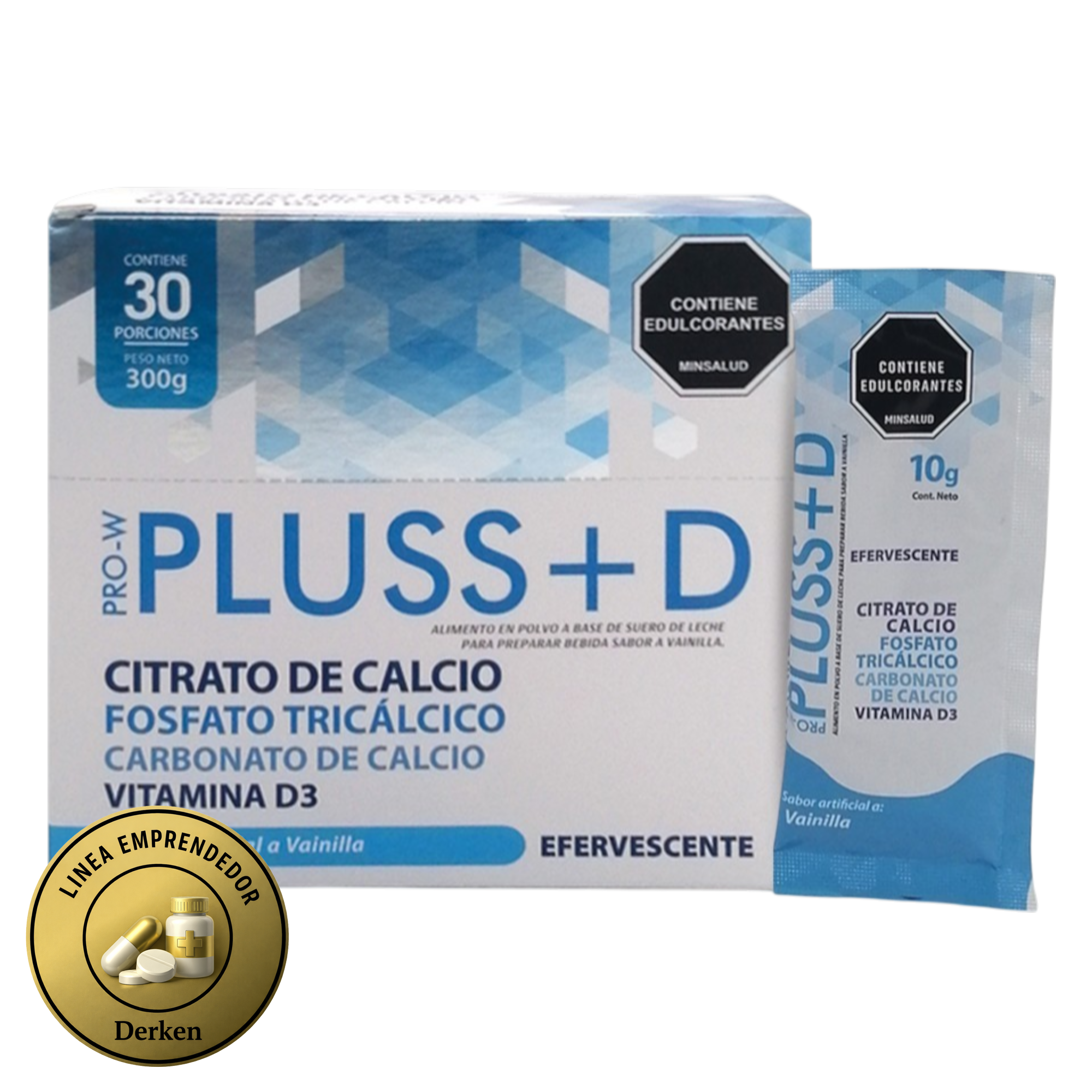 Pluss+D – Calcio + Vitamina D3 para Huesos Fuertes | 30 Sachets | Pack x 6 unds
